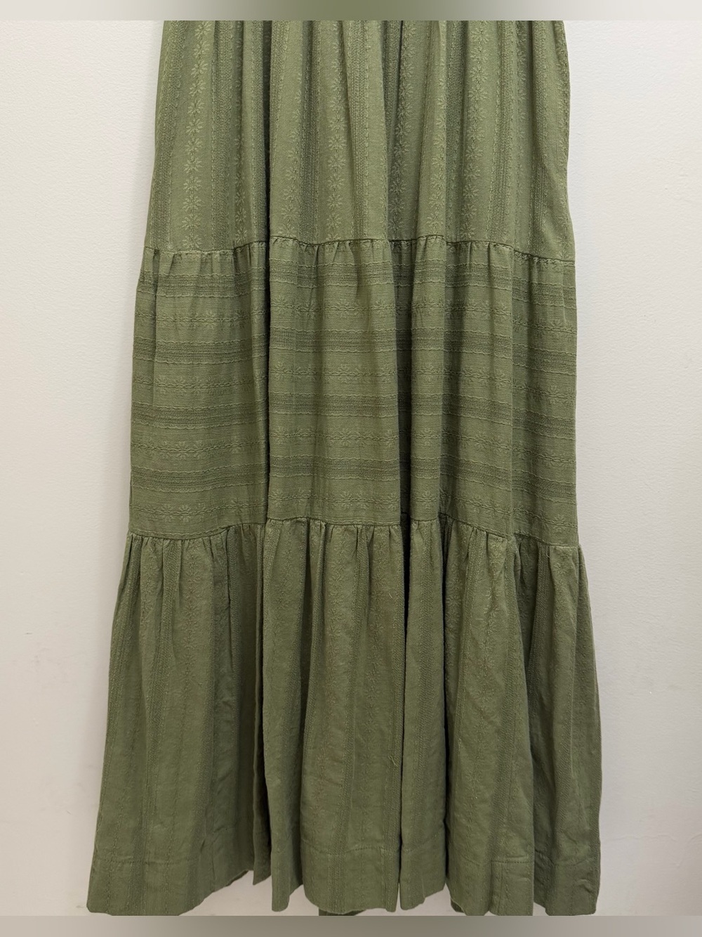 Anthropologie NWT Somerset Tiered Maxi Dress Pockets in Moss Green Size XS NEW - Picture 10 of 13